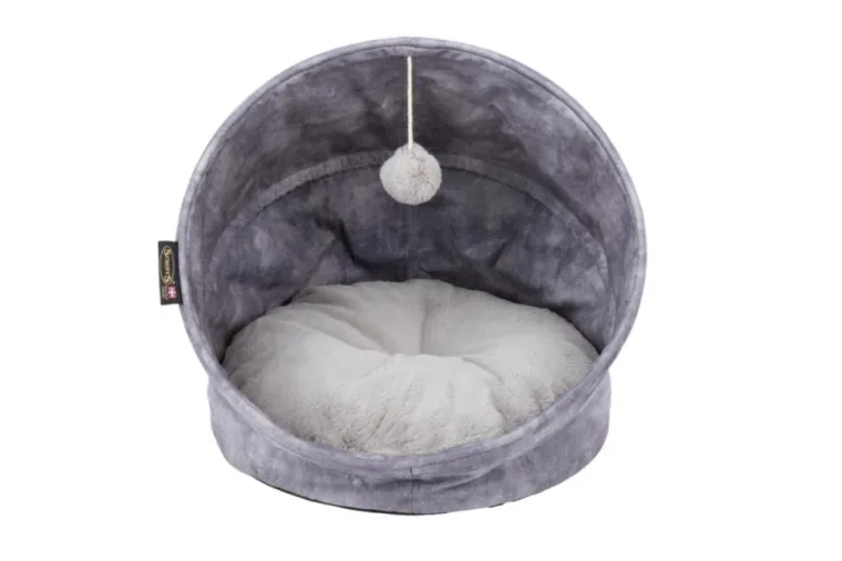 SCRUFFS Grotte pour chat gris Kensington – Taille 44 x 44 x 48 cm