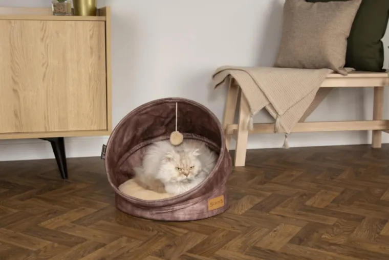 SCRUFFS Grotte pour chat marron Kensington – Taille 44 x 44 x 48 cm