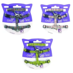 MARTIN SELLIER Harnais + laisse pour chat Kilt marron