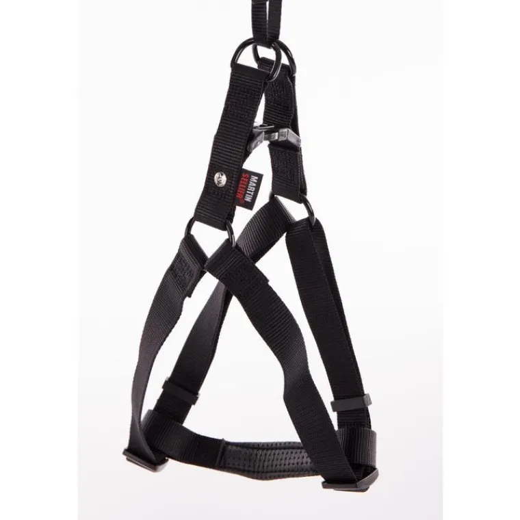 MARTIN SELLIER Harnais baudrier réglable noir pour chien - 2x50/70 cm