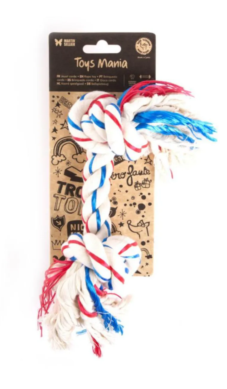 MARTIN SELLIER Jouet corde pour chien tricolore - 21 cm