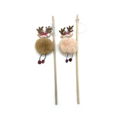 BUBIMEX Jouet de Noël pour chat canne à pêche peluche renne XL - 70 cm