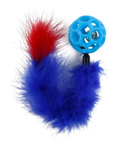 WOUAPY Jouet pour chat balle et queue boa coloris bleu - Ø 4,8 cm