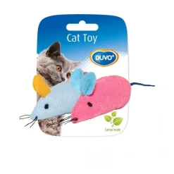 DUVOPLUS Jouet pour chat coloris bleu et rose souris en peluche x 2 - 6 x 5 x 3 cm
