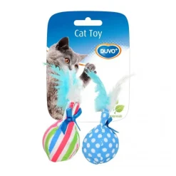 DUVOPLUS Jouet pour chat coloris multicolore balles avec plumes - 14 x 8 x 4 cm