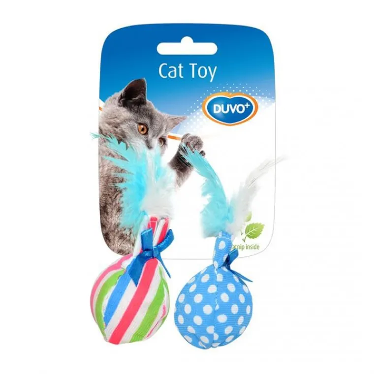 DUVOPLUS Jouet pour chat coloris multicolore balles avec plumes - 14 x 8 x 4 cm
