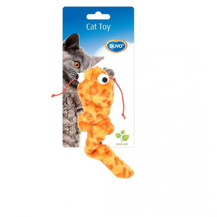 DUVOPLUS Jouet pour chat coloris orange peluche interactive - 17 x 4,5 x 4 cm