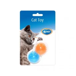 DUVOPLUS Jouet pour chat en caoutchouc TPR coloris orange et bleu balles hérissons - 8 x 4,5 x 4,5 cm
