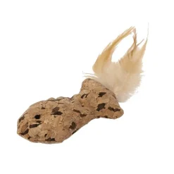 WOUAPY Jouet pour chat poisson en liège avec plume 17x5 cm