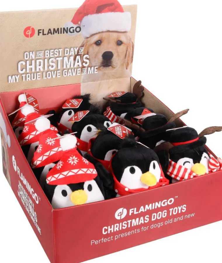 FLAMINGO Jouet pour chien coloris multicolore peluche de Noël manchot Figa - 13 cm