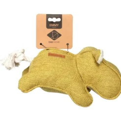 D&D HOME Jouet pour chien Emmy hippopotame tissu jaune 34x14x12 cm