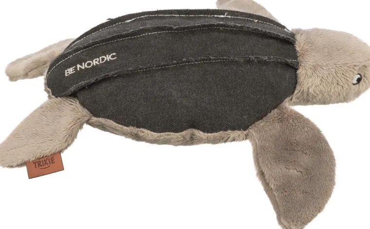 TRIXIE Jouet pour chien en tissu peluche coloris marron et beige tortue Hauke Be Nordic - 34 cm