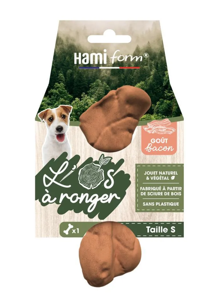 HAMIFORM Jouet pour chien os à ronger goût bacon naturel et végétal Hami form - Taille S