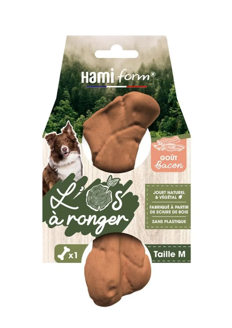 HAMIFORM Jouet pour chien os à ronger goût bacon naturel et végétal Hami form - Taille M