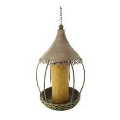 NATURES MARKET Kit de mangeoire carrousel gris en métal et cylindre Ø 20 x 32 cm
