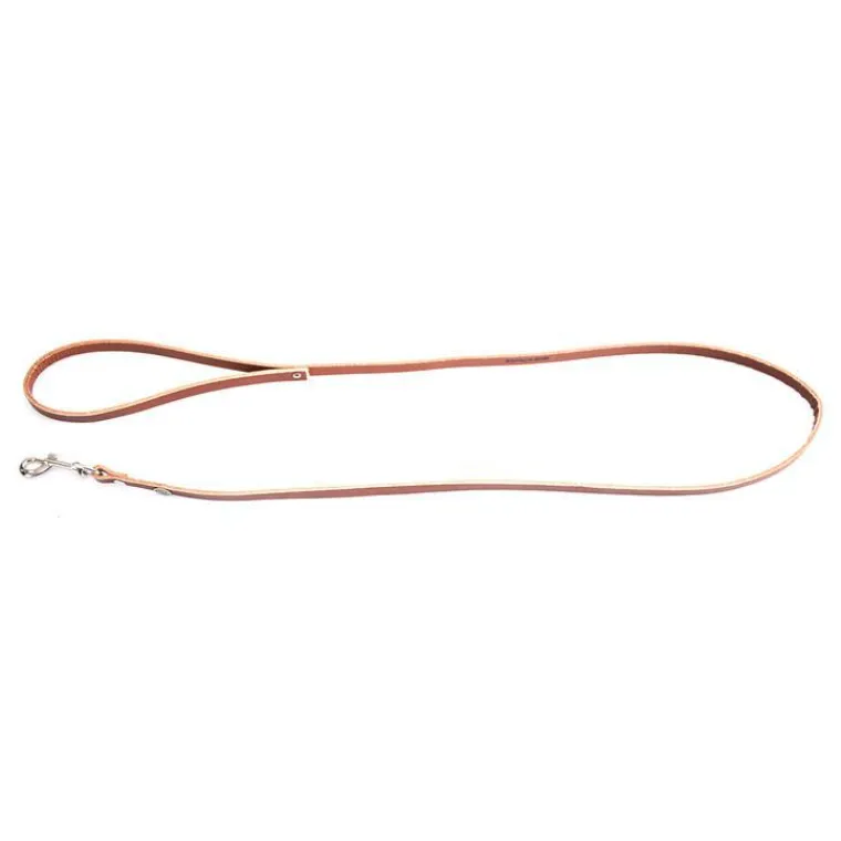 MARTIN SELLIER Laisse en cuir classique coloris marron 1,6x100 cm
