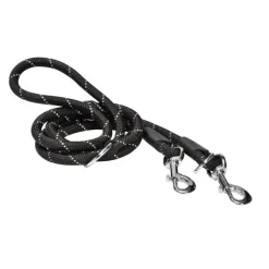 BOBBY Laisse pour chien coloris noir en nylon rond Walk 3 positions – Taille unique