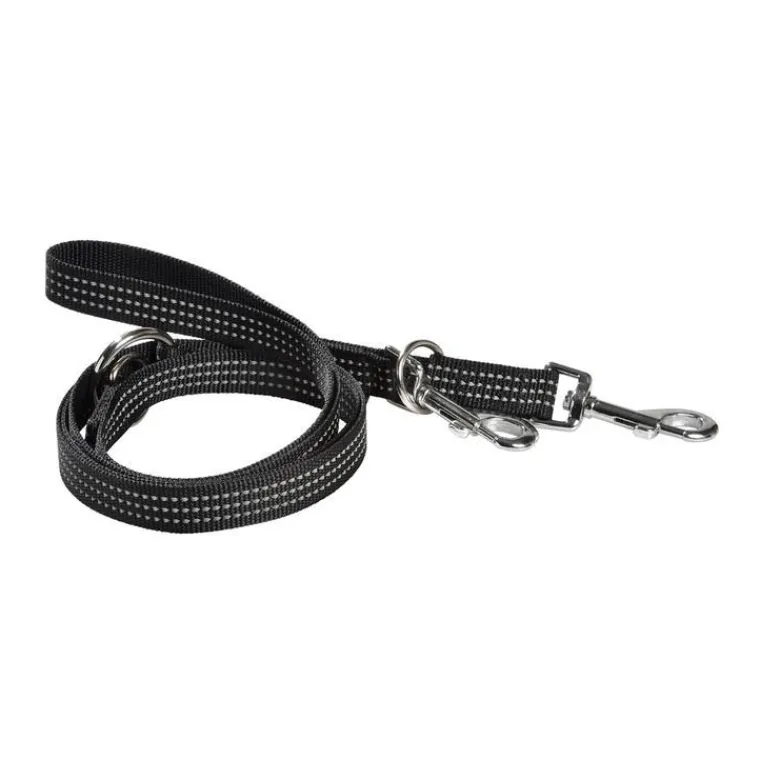 BOBBY Laisse pour chien coloris noir en nylon tressé Safe 3 positions – Taille L