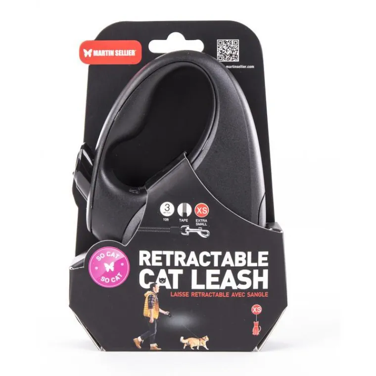 MARTIN SELLIER Laisse rétractable pour chat So Cat noire - taille XS