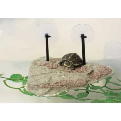 REPTILE PLANET Île flottante pour tortue aquatique avec ascenseur coloris marron Turtle Island - Taille S - 17 x 12,5 x 2,3 cm