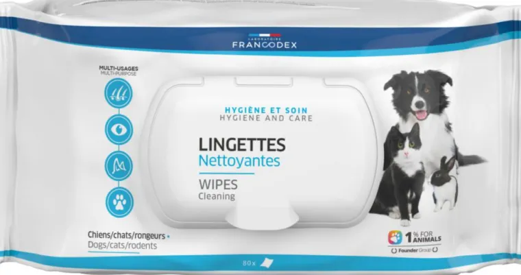 FRANCODEX Lingettes nettoyantes multi-usages pour chats et chiens