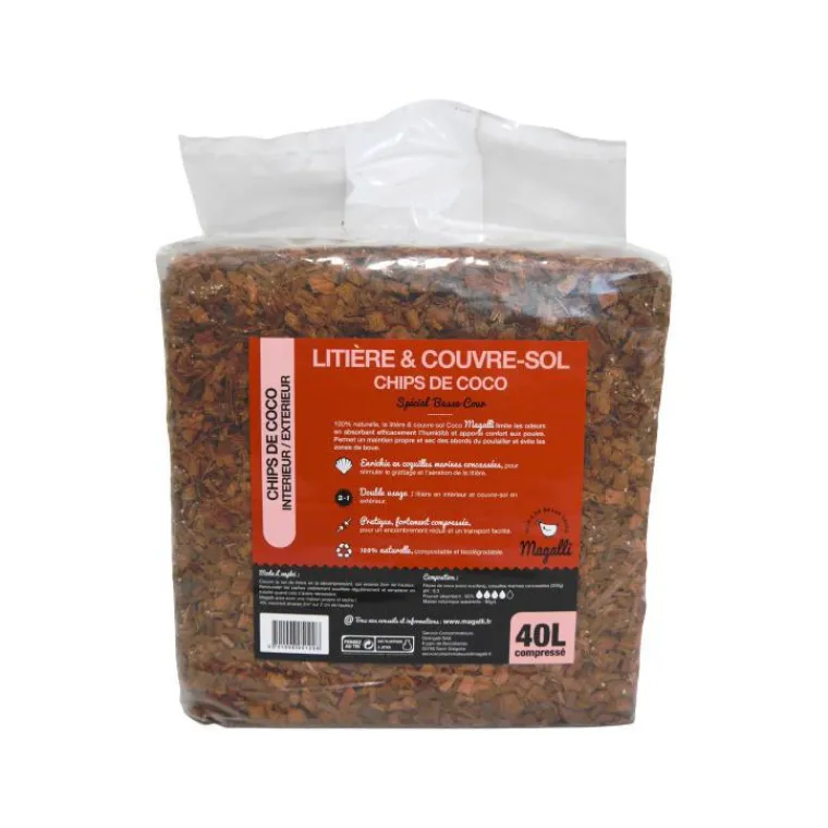 MAGALLI Litière et couvre-sol chips de coco 40 L