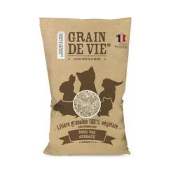 GRAIN DE VIE Litière granulée 100% végétale et compostable pour tous les animaux - 7,7 L