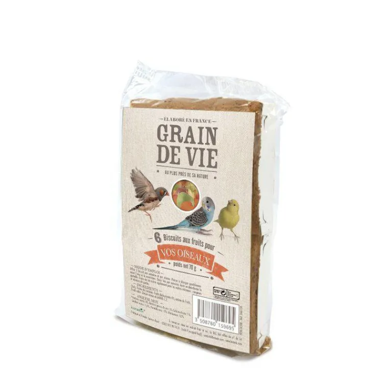 GRAIN DE VIE Lot de 6 biscuits pour oiseaux aux fruits - 70 g