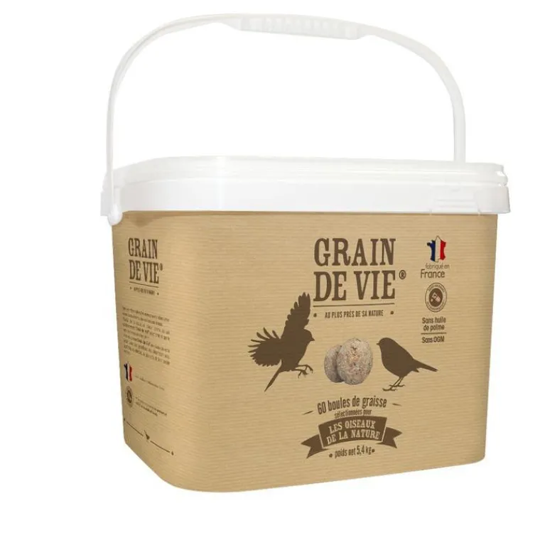 GRAIN DE VIE Lot de 60 boules de graisse pour oiseaux - 5,4 kg