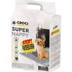 CROCI Lot de 30 tapis hygiéniques pour chien super nappy au charbon actif 30 pièces Crocy - 84 x 57 cm