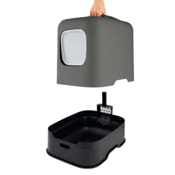 ROTHO Maison de toilette pour chat coloris anthracite Rhoto Biala - 44,3 x 39,50 x 51 cm