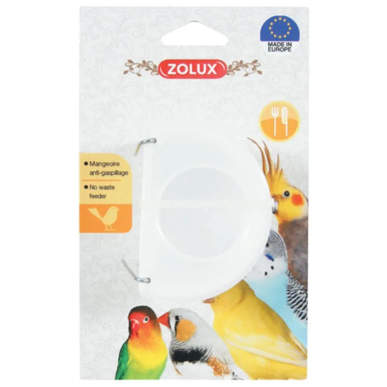 ZOLUX Mangeoire anti-gaspillage pour les oiseaux en plastique coloris blanc - 7 x 6 x 4,3 cm