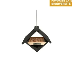 HAMIFORM Mangeoire kyva noire en bois 23 x 17 x 20 cm
