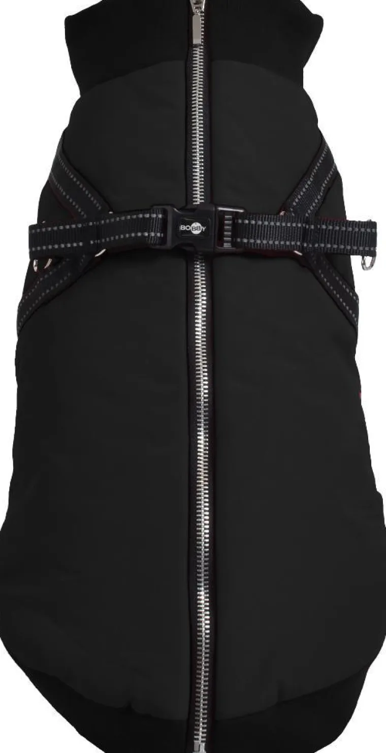 BOBBY Manteau pour chien coloris noir avec harnais intégré Easy - Taille 44L