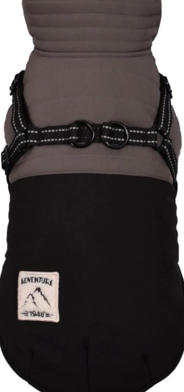 BOBBY Manteau pour chien coloris noir avec harnais et sangle réfléchissante Tour - Taille 60XL