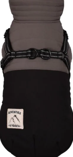BOBBY Manteau pour chien coloris noir avec harnais et sangle réfléchissante Tour - Taille 38M