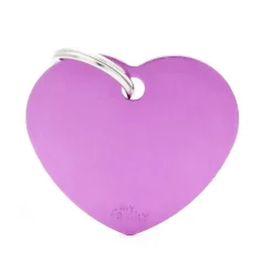 MYFAMILY Médaille à graver pour chien en aluminium coloris violet cœur Basic