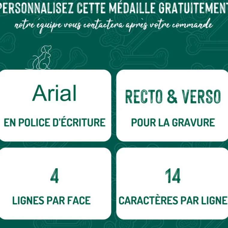 MYFAMILY Médaille basic de militaire petite taille pour chien en chrome argenté