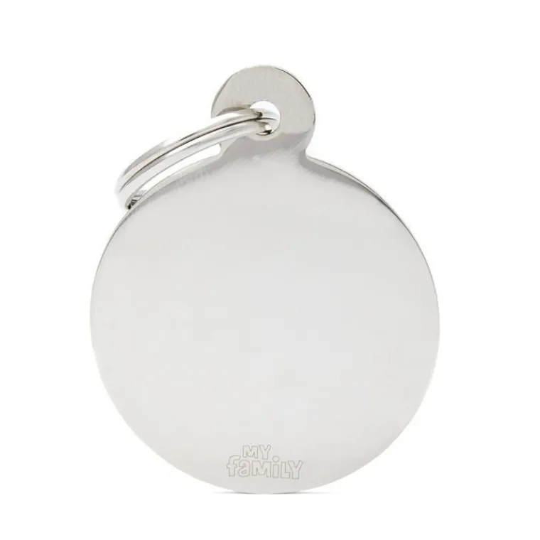 MYFAMILY Médaille basic grand cercle pour chien en laiton argenté