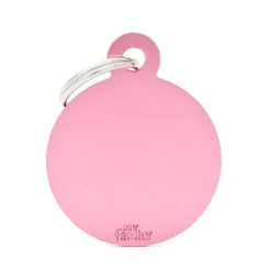 MYFAMILY Médaille basic grand cercle pour chien en aluminium rose