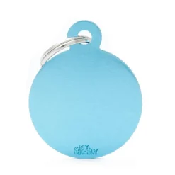 MYFAMILY Médaille basic grand cercle pour chien en aluminium bleu azur