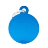 MYFAMILY Médaille basic grand cercle pour chien en aluminium bleu