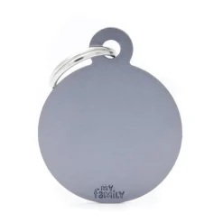 MYFAMILY Médaille basic grand cercle pour chien en aluminium gris