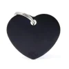 MYFAMILY Médaille basic grand cœur pour chien en aluminium noir