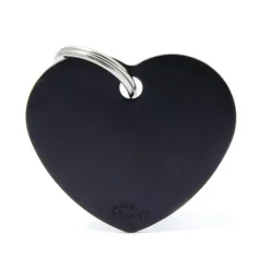 MYFAMILY Médaille basic grand cœur pour chien en aluminium noir