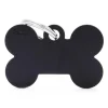 MYFAMILY Médaille basic grand os pour chien en aluminium noir