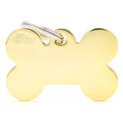 MYFAMILY Médaille basic grand os pour chien en laiton doré