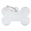 MYFAMILY Médaille basic grand os pour chien en laiton argenté