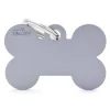 MYFAMILY Médaille basic grand os pour chien en aluminium gris