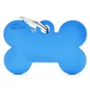 MYFAMILY Médaille basic grand os pour chien en aluminium bleu